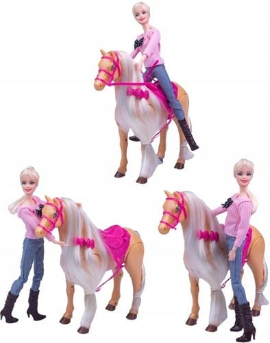 Lalka z koniem dla dziewczynek CHODZI DŹWIĘK długa grzywa do czesania na Arena.pl