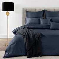 Pościel Elegante 220x200 + 70x80 ciemnogranat makosatyna luksusowy zestaw