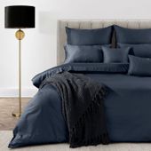 Pościel Elegante 220x200 + 70x80 ciemnogranat makosatyna luksusowy zestaw