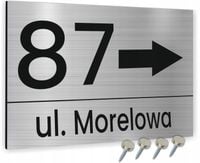 Tabliczka ADRESOWA KIERUNKOWA ZE STRZAŁKĄ ALUMINIOWA SREBRNA numer domu