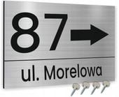 Tabliczka ADRESOWA KIERUNKOWA ZE STRZAŁKĄ ALUMINIOWA SREBRNA numer domu