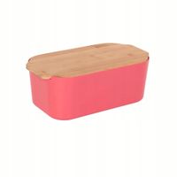 CHLEBAK PLASTIKOWY RÓŻOWY Z BAMBUSOWĄ POKRYWKĄ DO PIECZYWA 33X18,5X12 CM