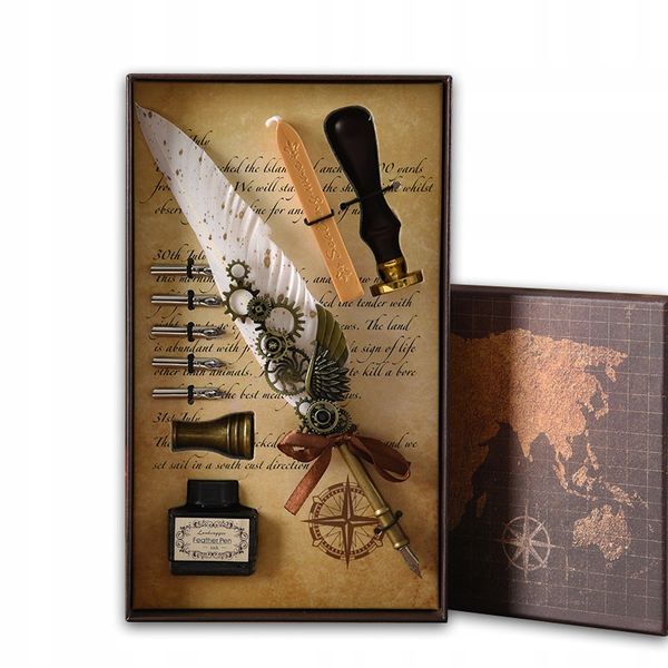 ZESTAW do KALIGRAFII Wosk do PIECZĘCI PIÓRO TUSZ zdjęcie 1