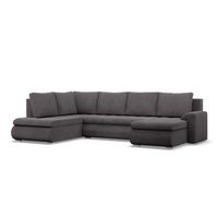 NAROŻNIK FORESTA XXL Z OTOMANĄ CIEMNY SZARY KANAPA POSO SZTRUKS