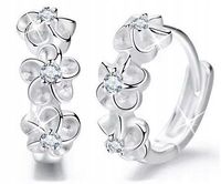 Kolczyki srebrne dla dziewczynki dzieci kwiatki rodowane kolczyki srebro