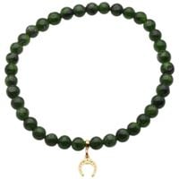 Bransoletka 18 cm - Diopsyd kulki i podkowa srebrna złocona