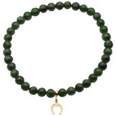 Bransoletka 18 cm - Diopsyd kulki i podkowa srebrna złocona