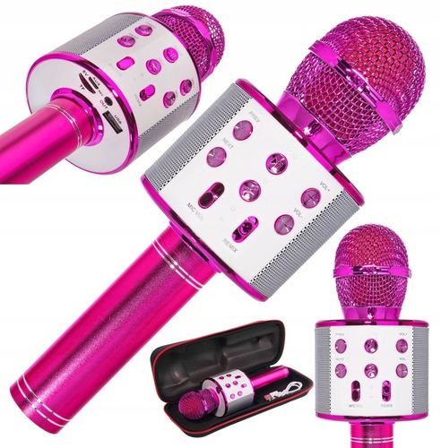 BEZPRZEWODOWY MIKROFON DLA DZIECI ZESTAW DO KARAOKE BLUETOOTH ETUI USB na Arena.pl