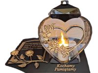 PAMIĘTAMY ZNICZ LAMPION NA GRÓB SERCE I SERCE ZŁOTO SKOS SENTENCJA+ŚWIECA