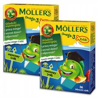 2x Möller's Omega-3 RYBKI owocowe ŻELKI 36szt ODPORNOŚĆ dzieci TRAN wit.D