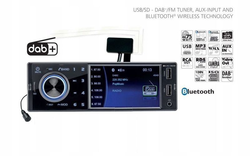 RADIO samochodowe Caliber DAB+ USB Bluetooth 4x75W zdjęcie 3