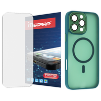 szkło hybrydowe do iphone 16 pro + magsafe etui zielone tpu