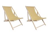 Zestaw leżaków 2szt Leżak Drewniany Beżowo Miodowy – Regulowany 3 Pozycje