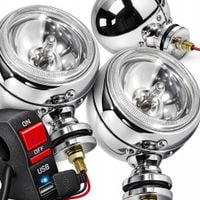 Halogeny Reflektory Motocyklowe Lightbar Chrom H3 Przełącznik USB 5V 2A