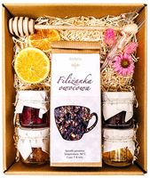 KOSZ PREZENTOWY PREZENT HERBATA MIÓD UPOMINEK KWIATY NA ŚWIĘTA