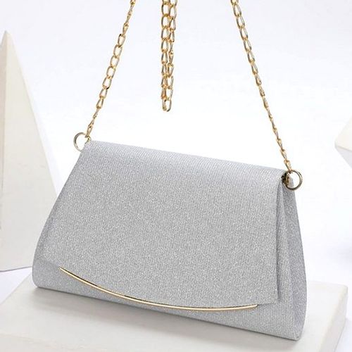 Srebrna Torebka Wieczorowa Kopertówka Wizytowa Łańcuszek Elegancka na Arena.pl