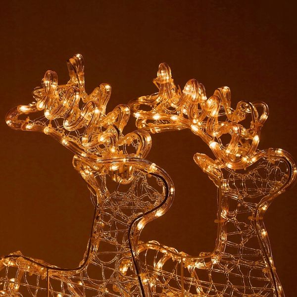 RENIFERY Z SANIAMI ŚWIECĄCE DUŻE 150cm OZDOBA Z GŁOWĄ SANIAMI DEKORACJA XXL zdjęcie 13