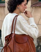 MARCO MAZZINI Torebka skórzana shopper bag ispirato dalla natura brąz