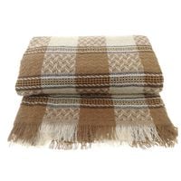 Komplet dekoracyjny narzuta 170x205 + 2x 60x170 beżowa krata