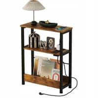 Regał do salonu półka z wejściem usb na książki brąz loft pojemna szafka