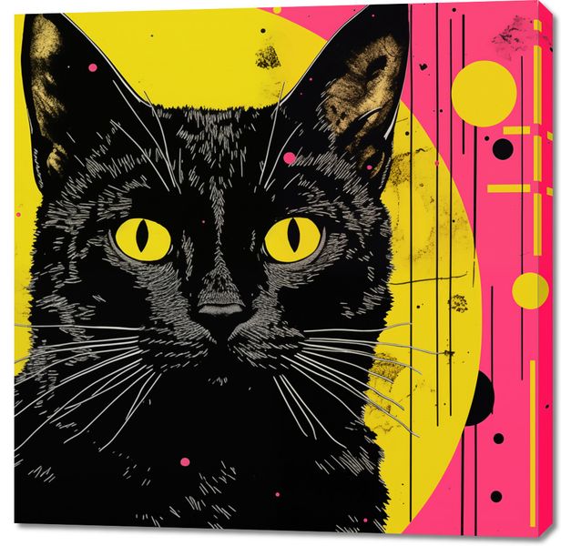 Obraz 100x100cm Neonowy Kocur zdjęcie 1