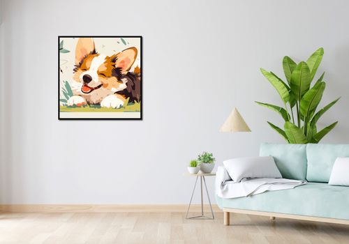 Plakat 80x80cm Beztroski Corgi na Arena.pl