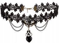 Naszyjnik czarna koronka Gotycki styl punk retro