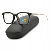 PROSTOKĄTNE czarne OKULARY ZERÓWKI Z FILTREM BLUELIGHT DO KOMPUTERA oprawki