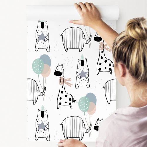 Tapeta Dla Dzieci - Słonik, Żyrafa, Miś na Arena.pl