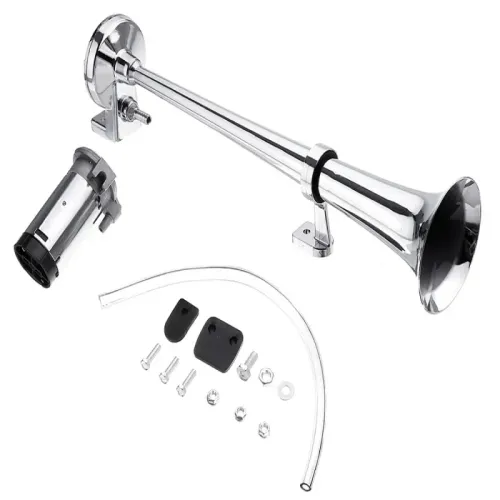 Klakson trąbka pneumatyczna 150db fanfara klakson chrom kompresor 12v na Arena.pl