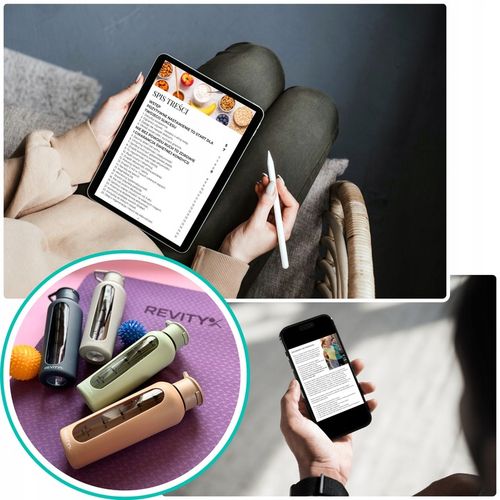 SZKLANA BUTELKA NA WODĘ BIDON SHAKER Z MIARKĄ I DZIUBKIEM SILIKONOWE ETUI na Arena.pl