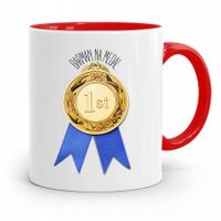 Kubek Czerwony Prezent Dla Barmana Na Medal #1 Z Nadrukiem Ze Zdjęciem