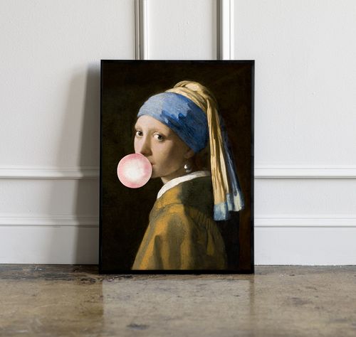 Plakat dziewczyna z balonem Vermeer 21x30 cm w czarnej ramie na Arena.pl