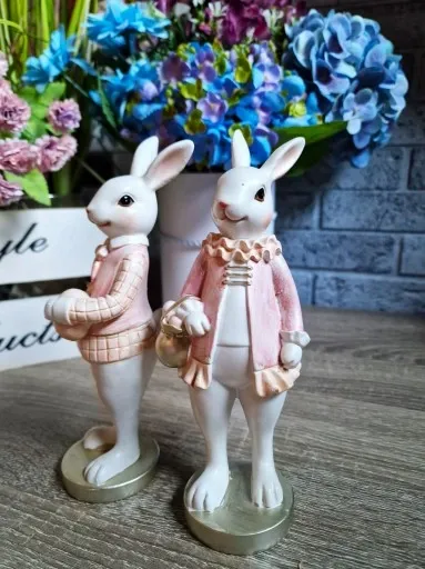 FIGURKA WIELKANOCNY PAN ZAJĄC KRÓLIK model XVI róż zdjęcie 3