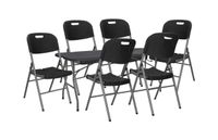 Zestaw składanych mebli Cateringowych ogrodowych czarny Stół + 6 krzeseł