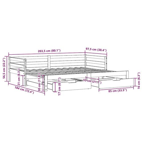 Łóżko dzienne z szufladami, białe, 90x200 cm, drewno sosnowe na Arena.pl