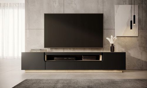 Szafka RTV czarna mat+dąb Artisan Wisząca i stojąca Odyn na Arena.pl