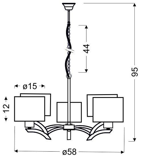 Draga zwis 5x60W E27 kremowy zdjęcie 4