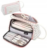 Piórnik Komorowy Kratka 3W1 Duży Rozkładany Saszetka Szkolny Dla