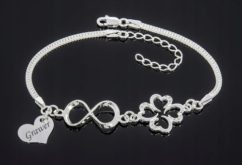 Bransoletka srebrna Koniczynka Infinity Serce na Arena.pl