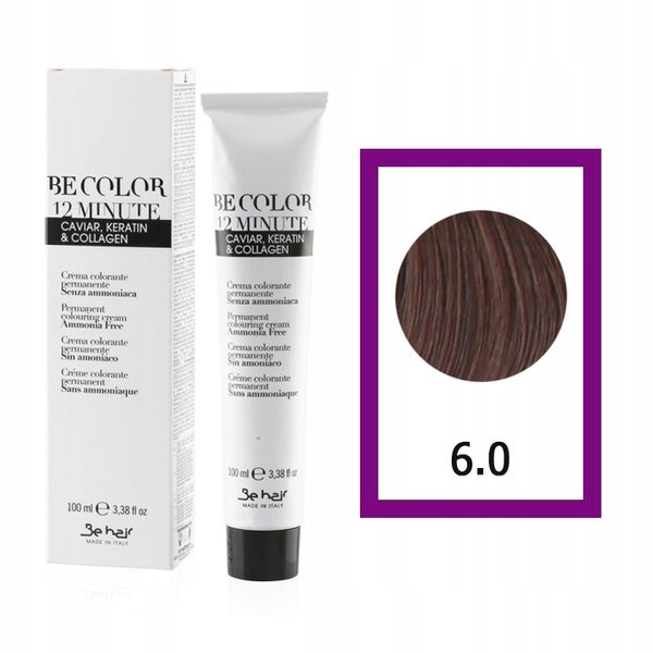 BE HAIR Be Color Farba do włosów Bez Amoniaku 6,0 - 100ml zdjęcie 1