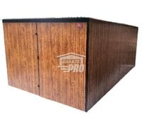 Garaż blaszany 3x6 Brama dwuskrzydłowa drewnopodobny GP105