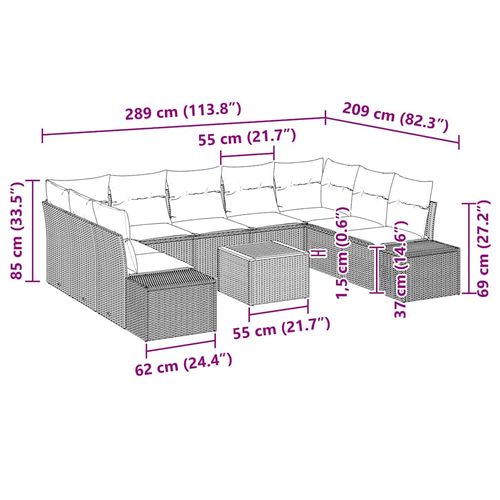 Zestaw Sof na Ogród 10 pcs beżowo-jasnoszary na Arena.pl