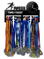 Wieszak na medale z zegarem I LOVE RUN twoje imię dowolny tekst 435.1