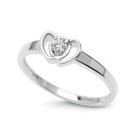 pierścionek z z białego lub żółtego złota - dwa serca z brylantem