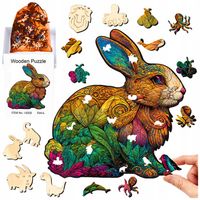 PUZZLE DREWNIANE KRÓLIK Układanka dla Dzieci Wooden Dwustronne ŁATWE 122 EL