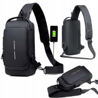 TORBA PLECAK NA RAMIĘ NERKA CZARNA SASZETKA WODOODPORNA USB NA POWERBANK