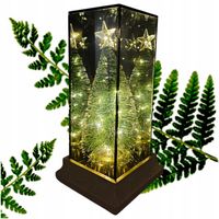 Lampion Szklany Lustrzany 3D Premium Dekoracyjny Złoty 14x14x28 cm RT25119