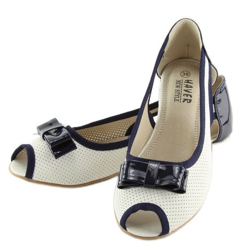 Balerinki open toe białe D314 WHITE/NAVY r.40 na Arena.pl