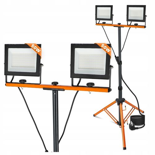 Halogen LED Statyw Budowlany Naświetlacz 2x 50W 11000lm Lampa Na na Arena.pl